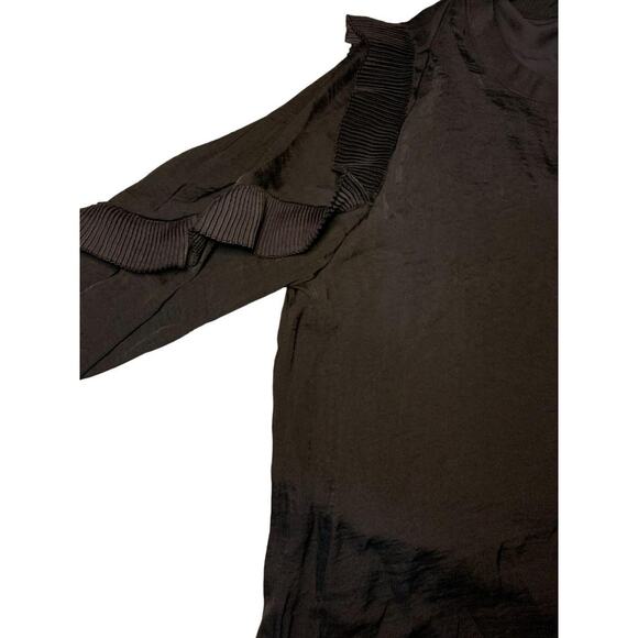 Vera Wang Ruffle Sleeve Blouse, Black, NWT size L - Picture 3 of 5